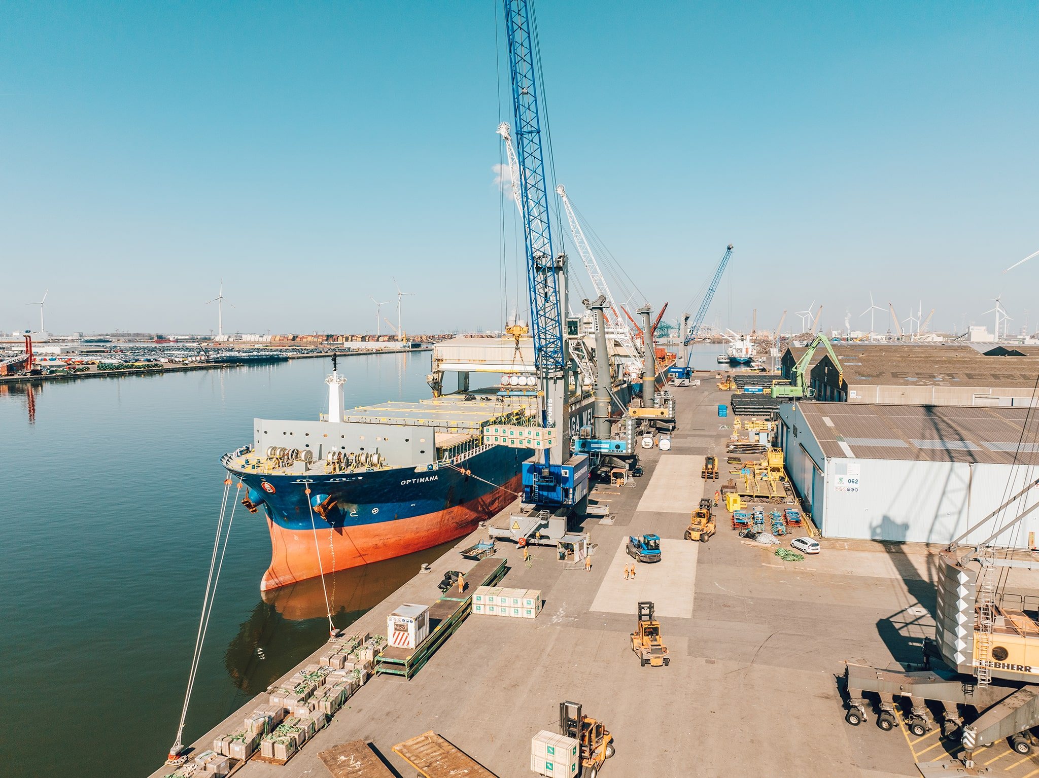 FPV drone view through a large industrial site